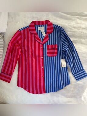 Print Fresh Pajama Top Only S striped colorblock